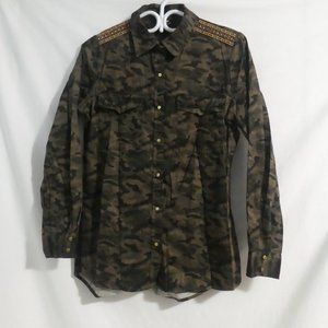 MAX | UK 14 EUR 40 | Camo / Camouflage Snap Button-Up Front Shirt | NWOT